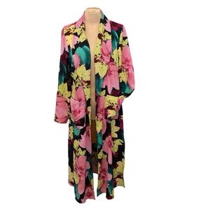 G.I.L.I. Pink and Yellow Floral Women's Duster with Pockets - Lightweight Robe